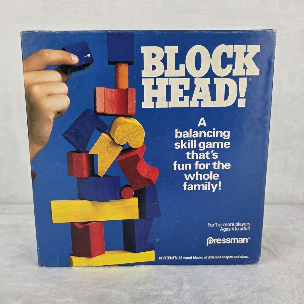 Vintage 1992 Pressman Block Head 4470 Balancing Game 19 of 20 Wood Blocks
